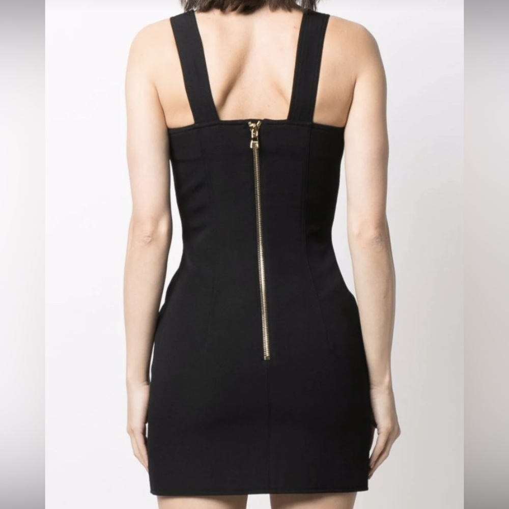 Denim black mini dress with zipper on the back